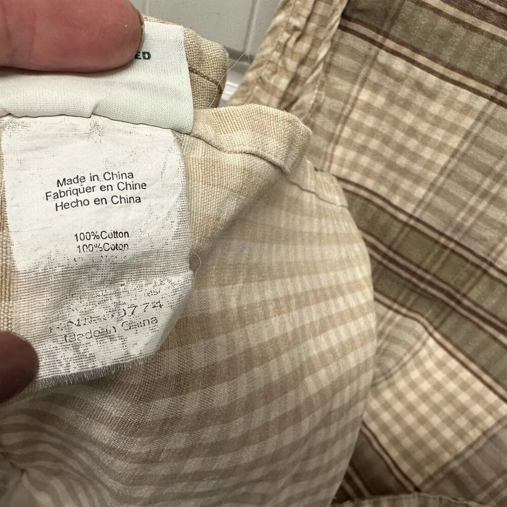 Waverly Valance Tan Sage Plaid Gingham Scalloped
